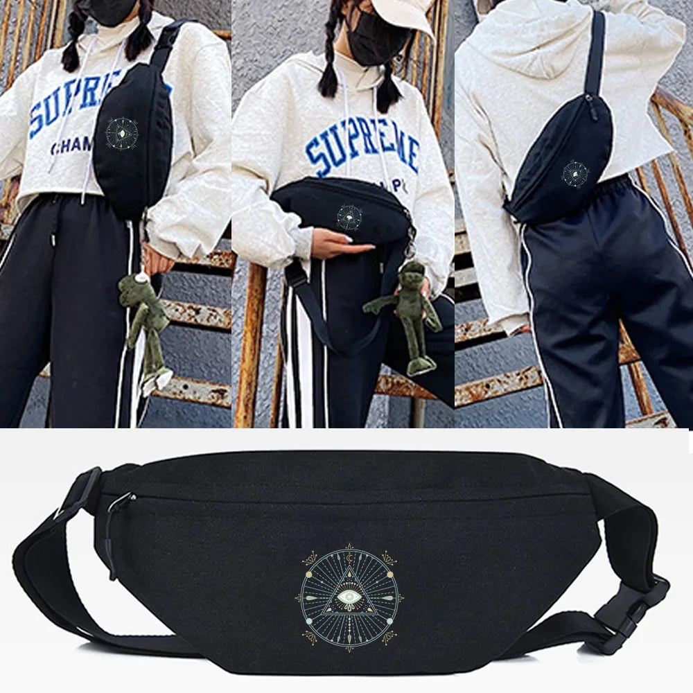 Monster Printing Waist Bags Canvas Crossbody Chest Bags Women