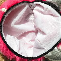 Faux Fur Pink Small Bag Women Leather Messenger Chain Crossbody Bag
