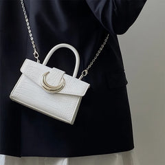 Moon Lock Crocodile Print Crossbody Bag for Women