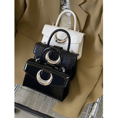 Moon Lock Crocodile Print Crossbody Bag for Women