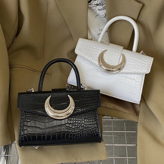 Moon Lock Crocodile Print Crossbody Bag for Women