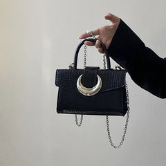 Moon Lock Crocodile Print Crossbody Bag for Women