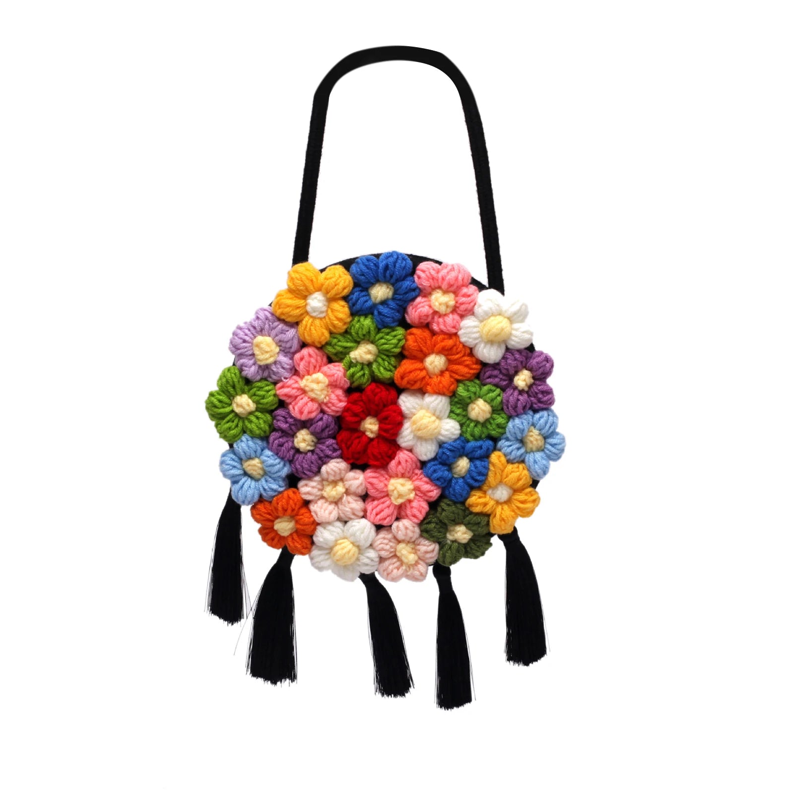 Floral Printed Crossbody Handbag Bohemian Crochet Shoulder Bag