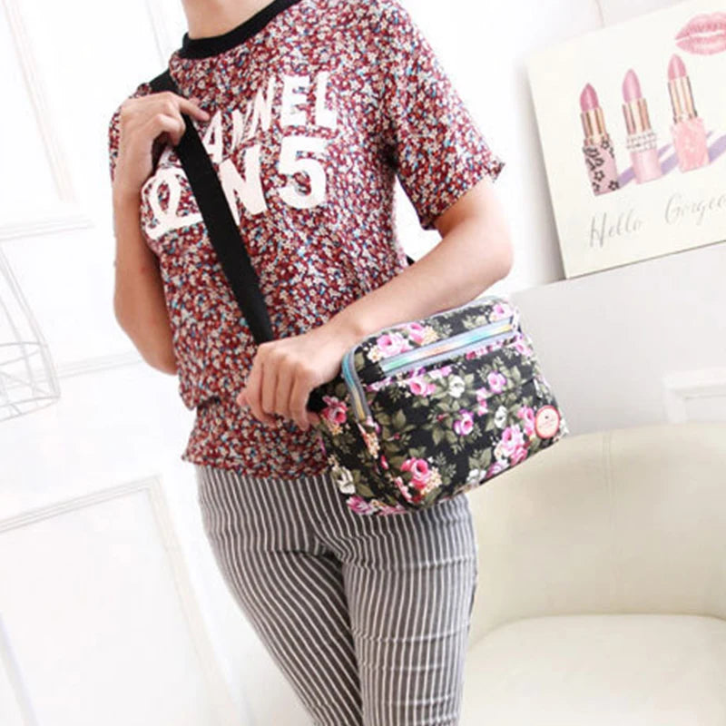 Multicolor Printed Ladies Crossbody Bag Canvas Women's Messenger Bags