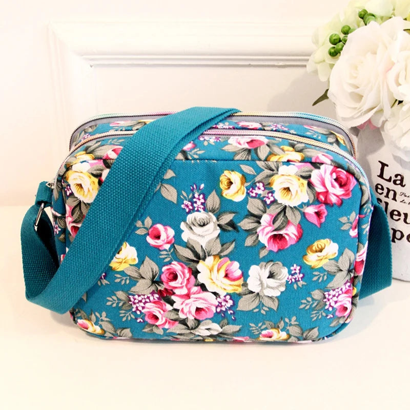 Multicolor Printed Ladies Crossbody Bag Canvas Women's Messenger Bags