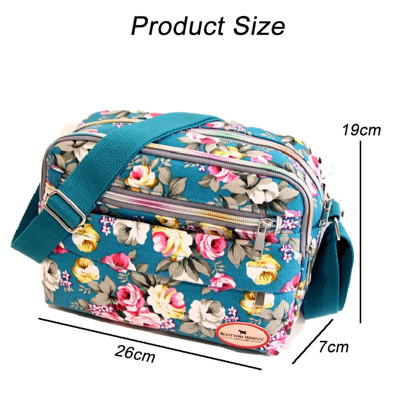 Multicolor Printed Ladies Crossbody Bag Canvas Women's Messenger Bags