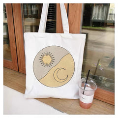 Mushroom Print Canvas Shoulder Bag Women Handbag