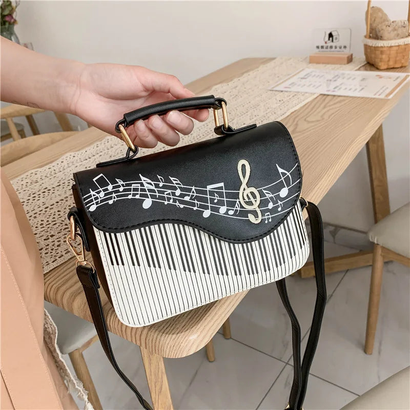 Music Piano Notes Tote Handbag Shoulder bag Women Casual Solid Shopping