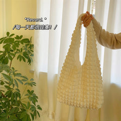 Female Bubble Flower Hand Bag Casual Tote Cotton Canvas Satchel