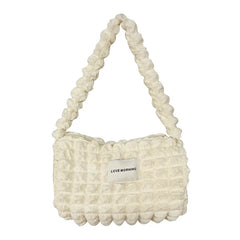Female Bubble Flower Hand Bag Casual Tote Cotton Canvas Satchel
