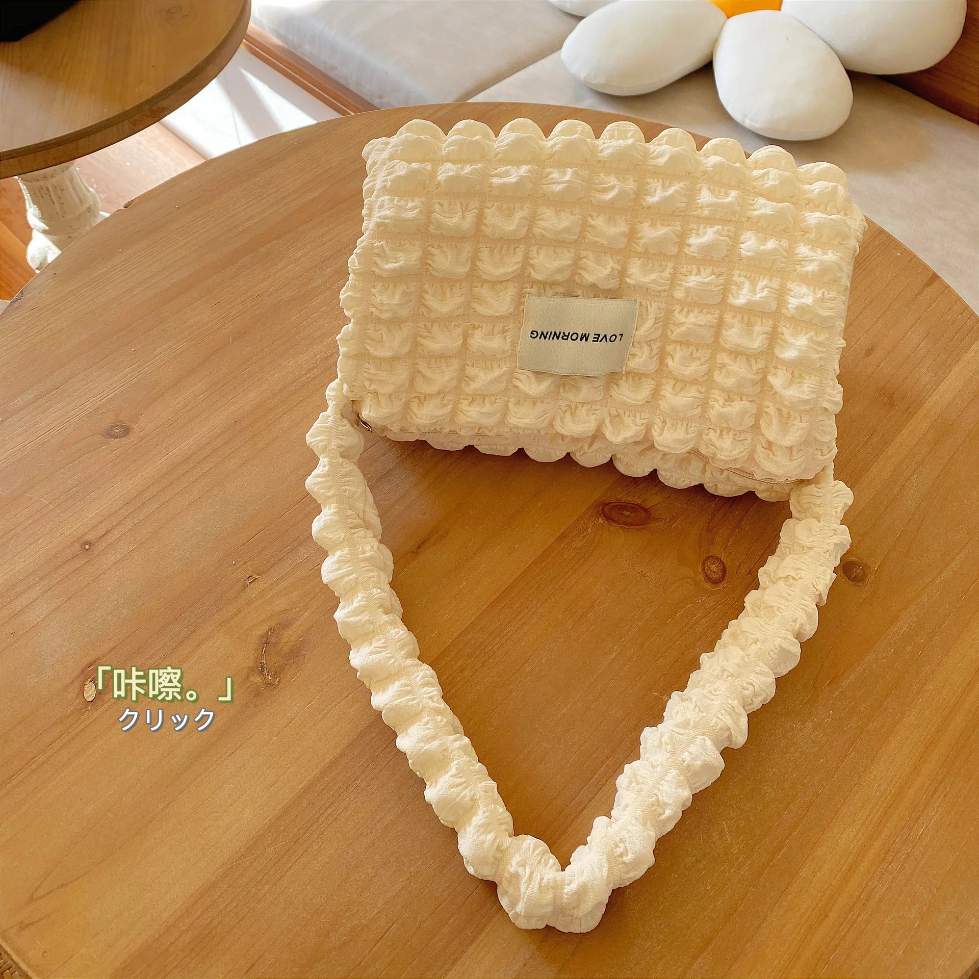 Female Bubble Flower Hand Bag Casual Tote Cotton Canvas Satchel