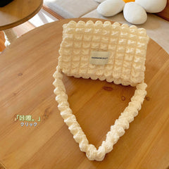 Female Bubble Flower Hand Bag Casual Tote Cotton Canvas Satchel
