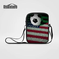 National Flag Soccers Prints Schoolbag School Bag Mini Messenger Bag for Women