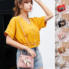 Cat Crossbody Bag with Tassel, Ladies Shoulder Small Square Bag