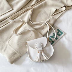 Girls Tassel Small Shoulder Bag Kids Sweet PU Leather Waist Bag