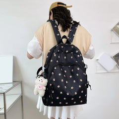 Floral Women Backpack Large Capacity Nylon Schoolbag College Teenage Girl Travel