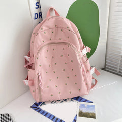 Floral Women Backpack Large Capacity Nylon Schoolbag College Teenage Girl Travel