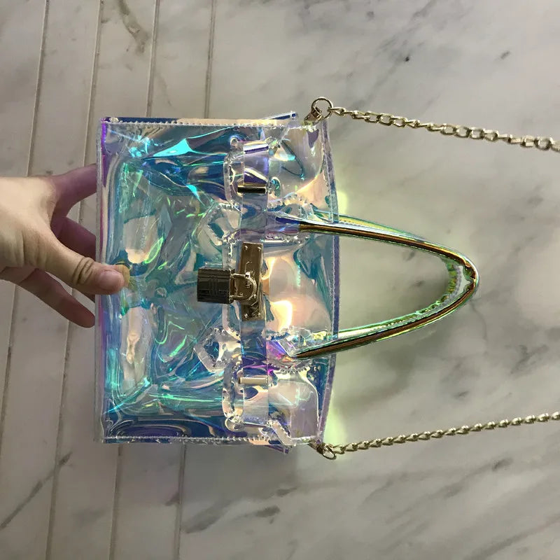 Laser Transparent Crossbody Bag Waterproof PVC Beach Bag