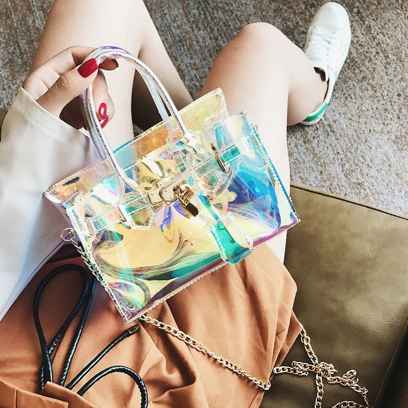 Laser Transparent Crossbody Bag Waterproof PVC Beach Bag