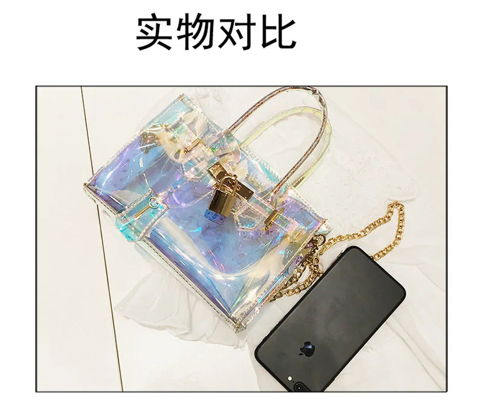 Laser Transparent Crossbody Bag Waterproof PVC Beach Bag