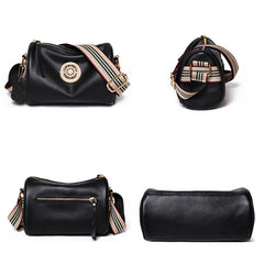 Women Leather Handbags Rotating Metal Lock Ladies Shoulder Bag