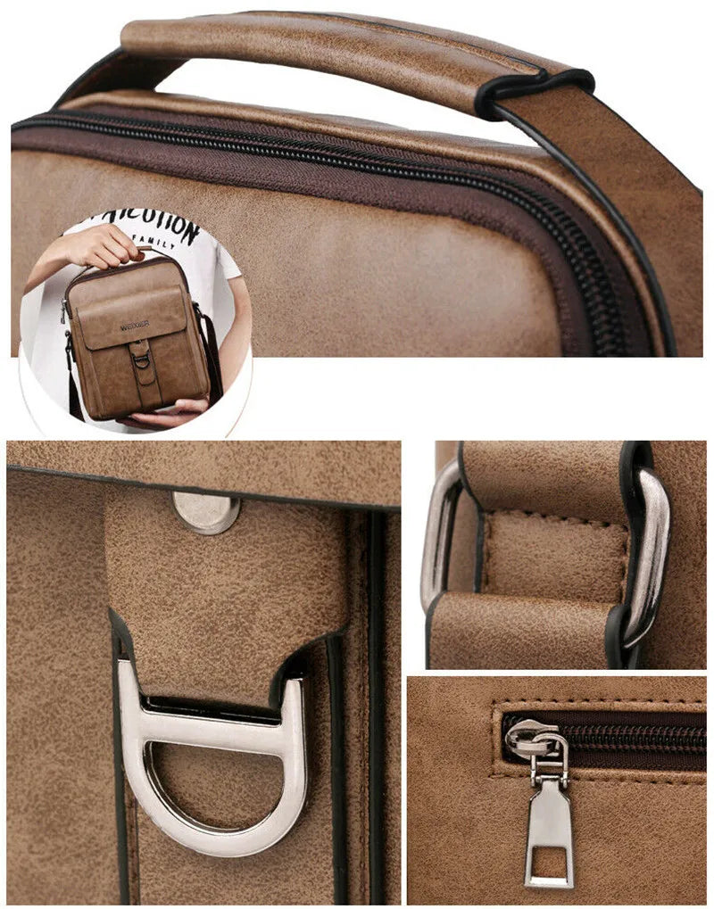 Man Shoulder Briefcases Bags Business Bag PU Leather Sports Casual Messenger Bag