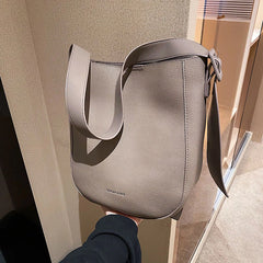 PU Leather Women Shoulder Bags Daily Tote Soft Bucket High Capacity Crossbody La