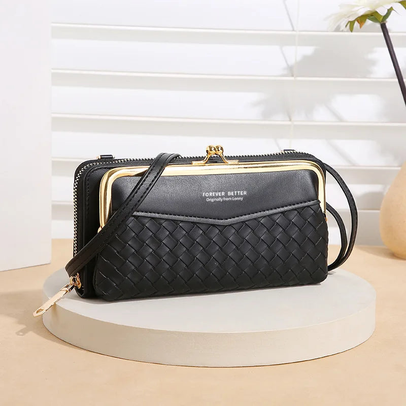 Embossed Woven Pattern Mobile Phone Bag Wallet