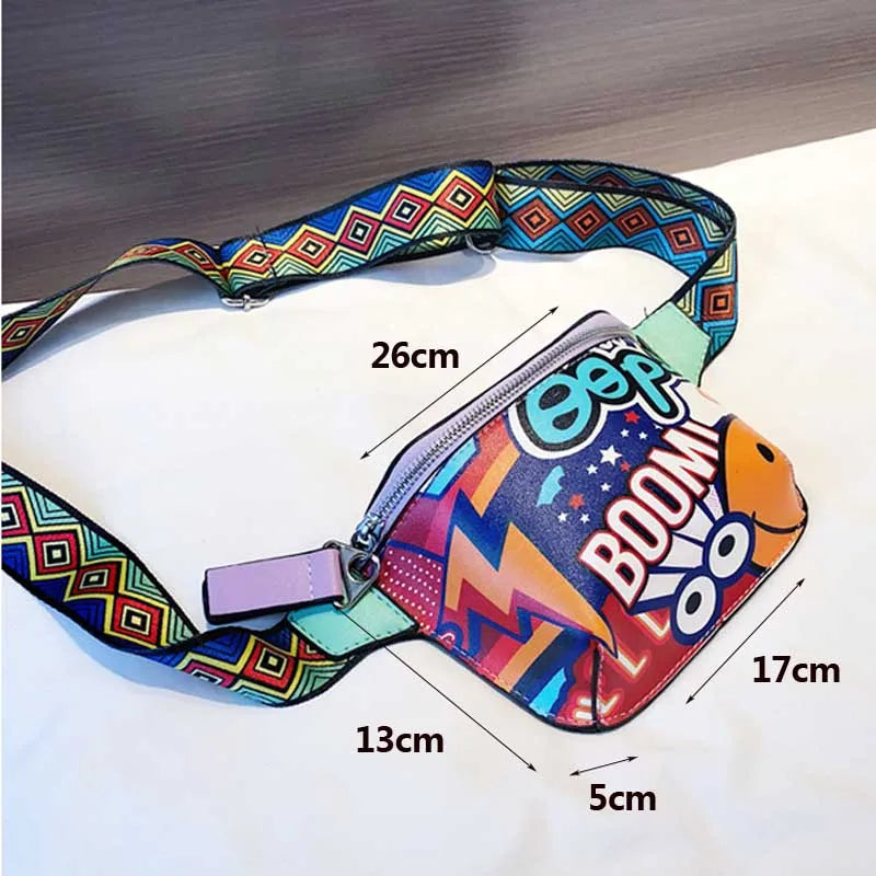 Graffiti Hip-Hop Women Waist Bag Belt Phone Money Pack