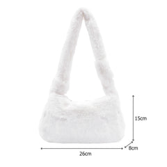 Women Plush Soft Underarm Bag Fluffy Totes Handbag Lady Travel Purse