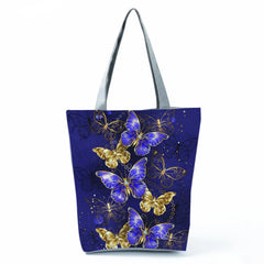 Butterfly Print Handbag for Women Comics Retro Beach Shoulder Bag