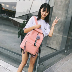 Women Canvas Backpack Teenager High Capacity Casual Travel Bag