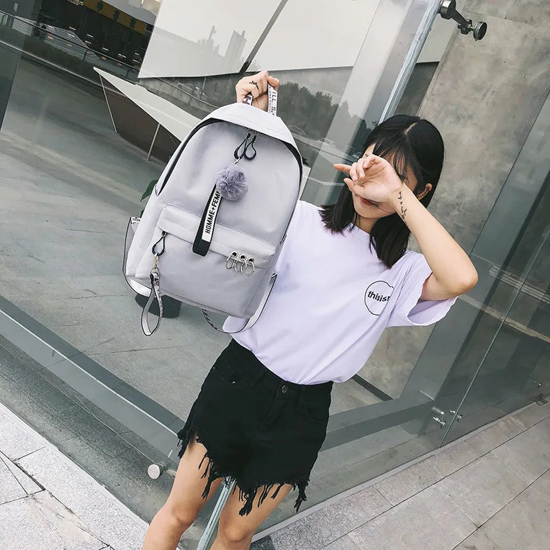 Women Canvas Backpack Teenager High Capacity Casual Travel Bag