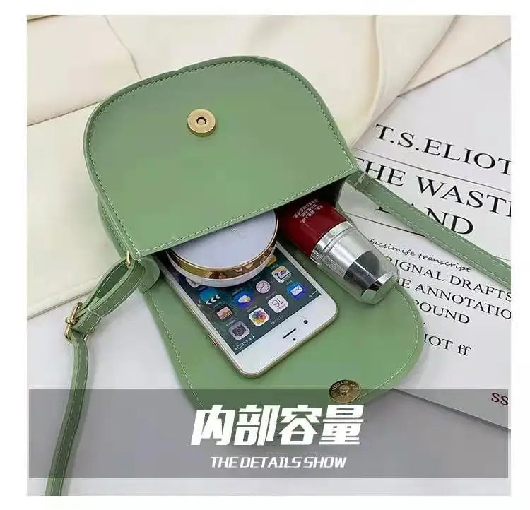 Women Crossbody Shoulder Bag Retro Saddle PU Leather Small Purse