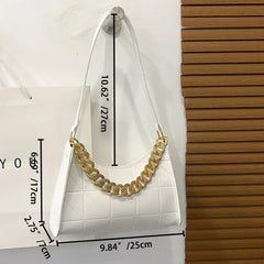 PU Leather Shoulder Bag Chain Rhombus Underarm Zipper Handbags
