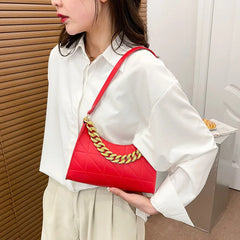 PU Leather Shoulder Bag Chain Rhombus Underarm Zipper Handbags