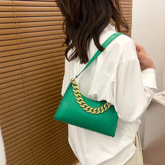 PU Leather Shoulder Bag Chain Rhombus Underarm Zipper Handbags