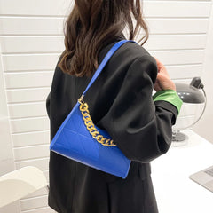 PU Leather Shoulder Bag Chain Rhombus Underarm Zipper Handbags