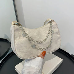 Women Small Shoulder Underarm Bag Vintage Butterfly Chain Zipper Purse