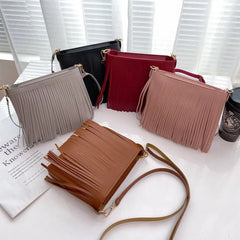 Women Tassel Shoulder Bag Wallet PU Leather Crossbody Messenger Bags