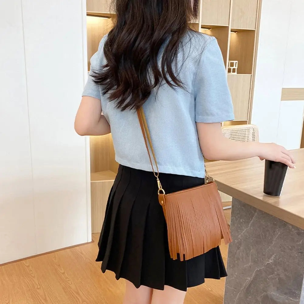Women Tassel Shoulder Bag Wallet PU Leather Crossbody Messenger Bags