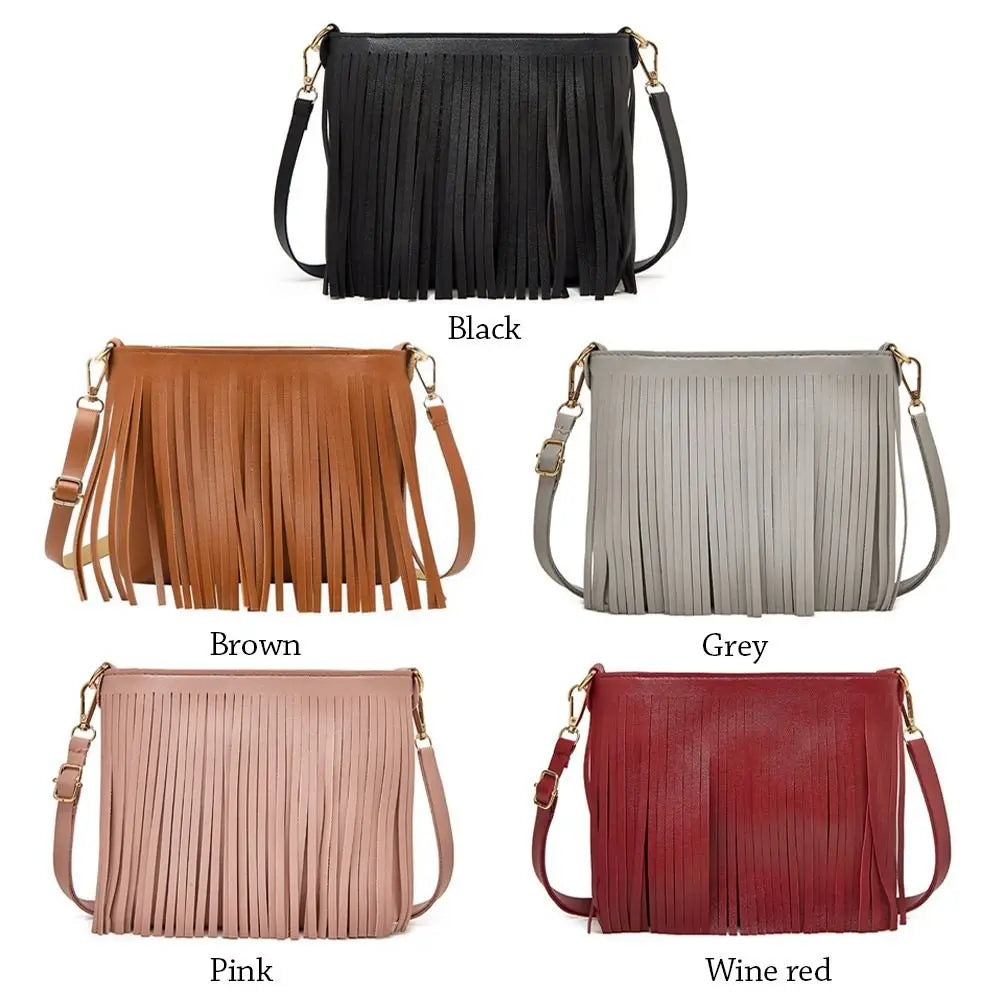 Women Tassel Shoulder Bag Wallet PU Leather Crossbody Messenger Bags