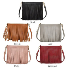 Women Tassel Shoulder Bag Wallet PU Leather Crossbody Messenger Bags