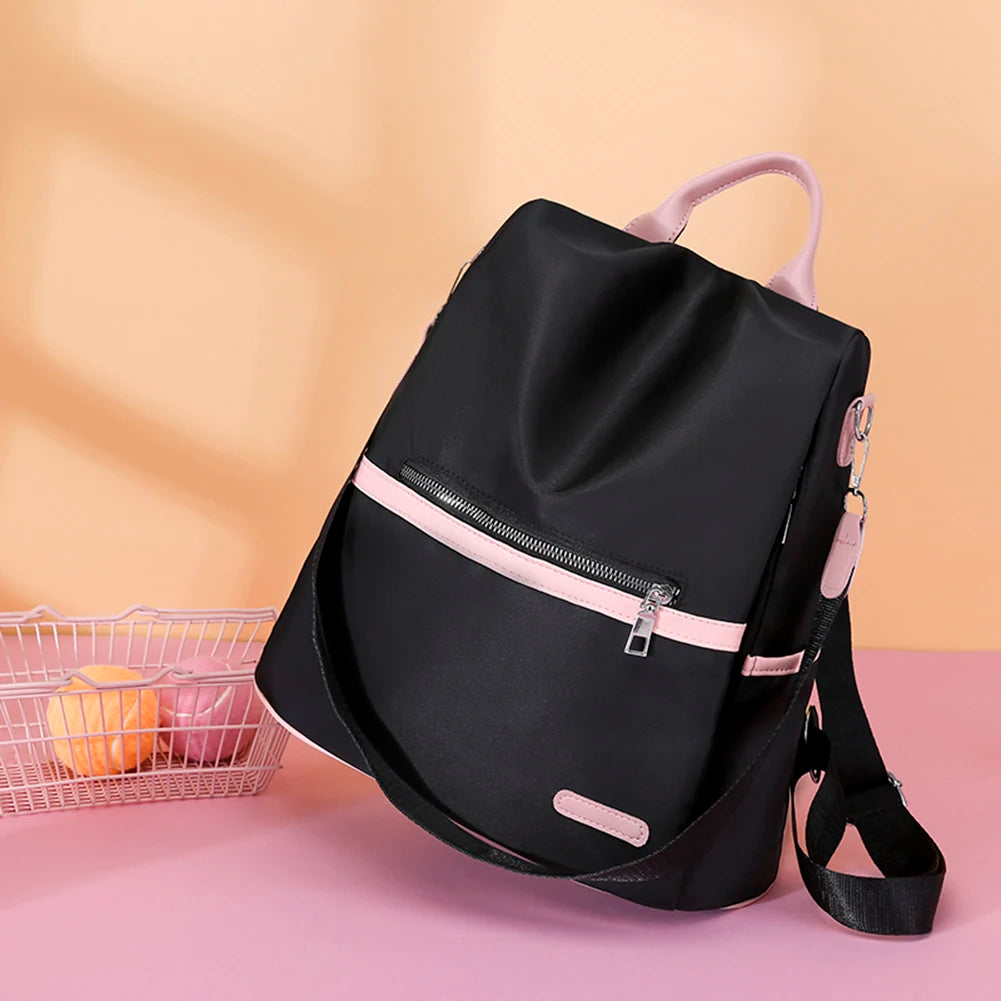 Women's Oxford Cloth School Bag Anti-theft Travel Handbags Knapsacks