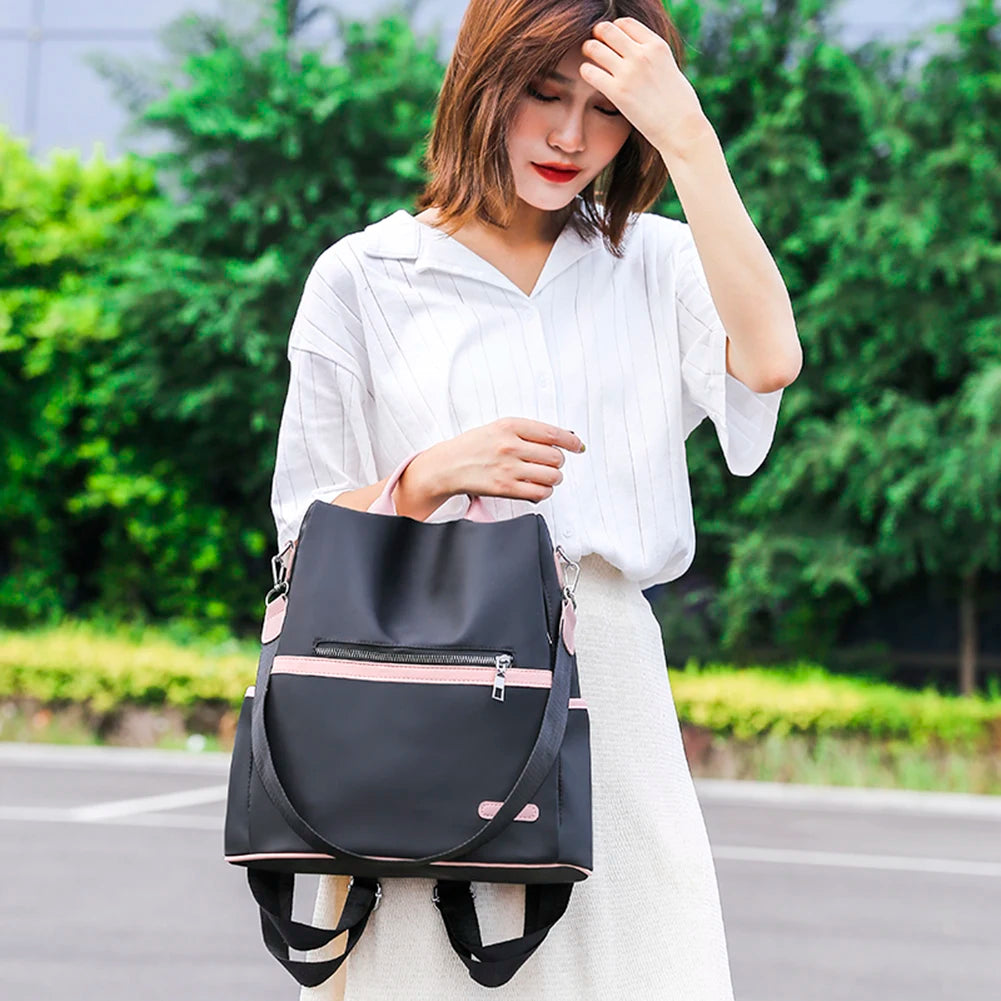 Women's Oxford Cloth School Bag Anti-theft Travel Handbags Knapsacks