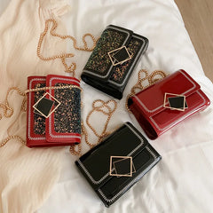 Women's All-match PU Patent Leather Sequins One-shoulder Bag