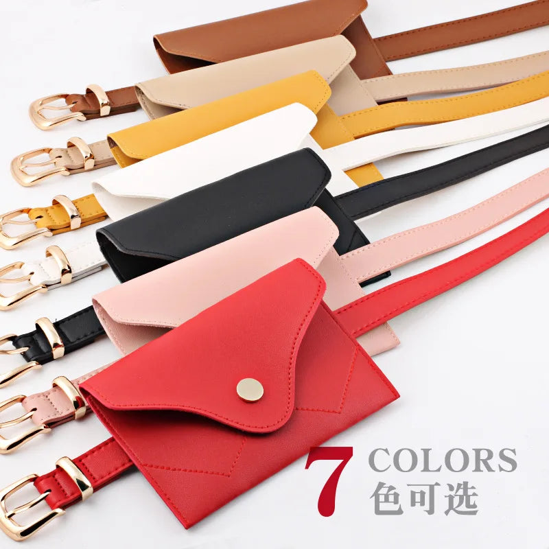 Women's Leather Waist Bag Mini Mobile Phone Bag PU Belt