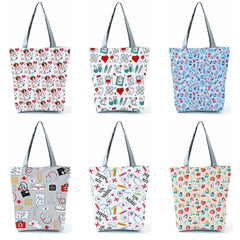 Nurse Pattern Shoulder Bags Medical Box Print Handbags for Women