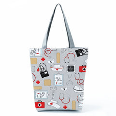 Nurse Pattern Shoulder Bags Medical Box Print Handbags for Women