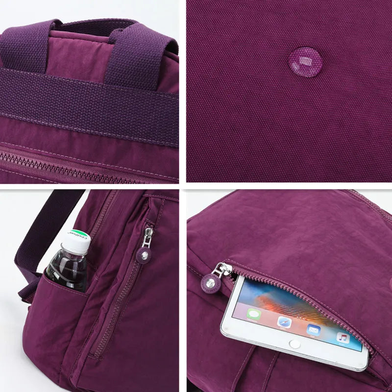 Retro Nylon Backpack Women School Shoulder Bags